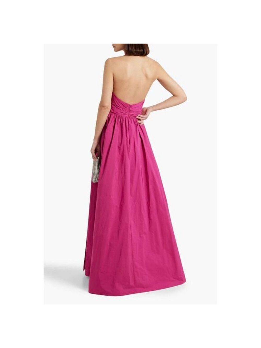 Women's Marchesa Notte Fuchsia Cutout Taffeta Halterneck Gown Size 6 - Picture 2 of 11